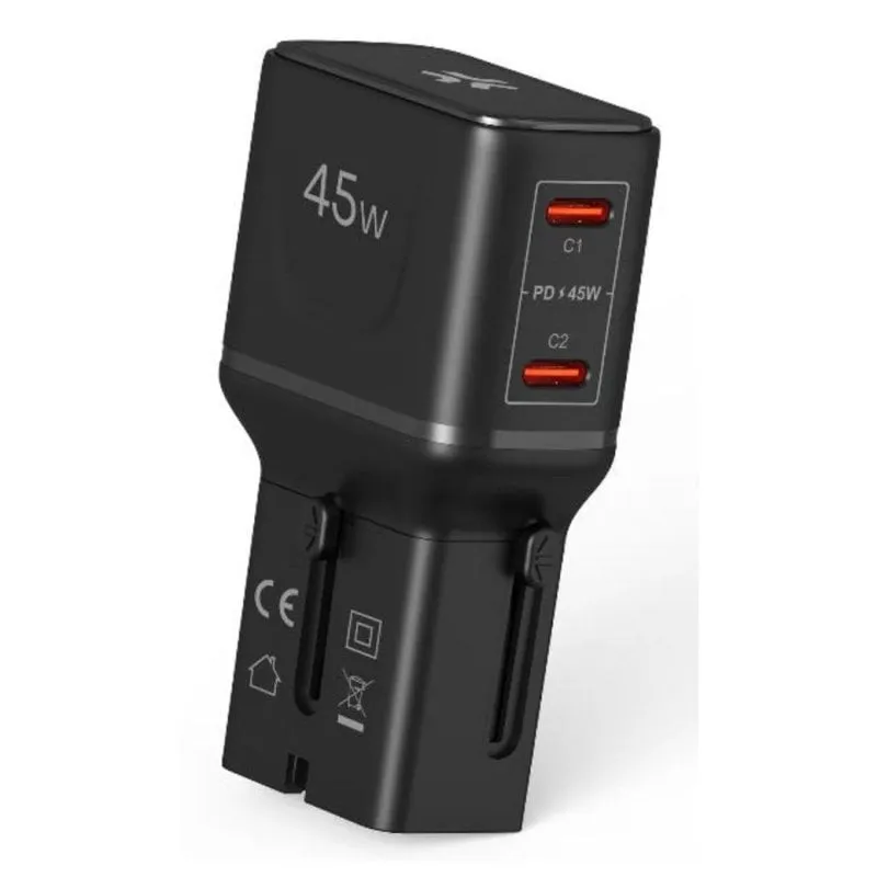 Caricatore Celly MULTIPLUGSL45W 45W USB-C e USB-A Ricarica Rapida Nero - immagine 1