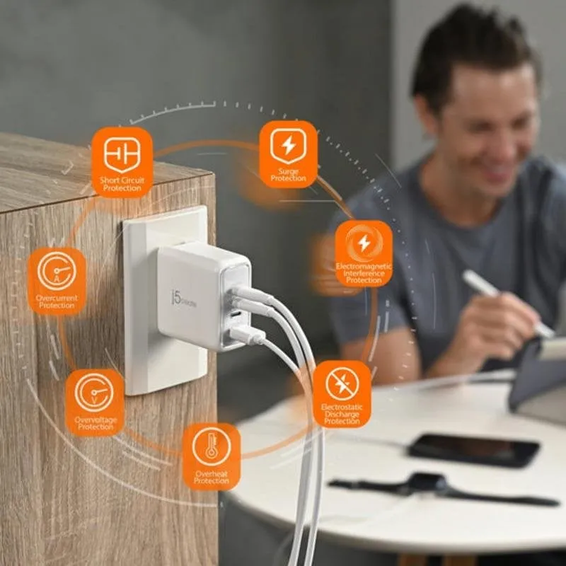 Caricatore USB-C GaN 70W 4 porte j5create - immagine 1