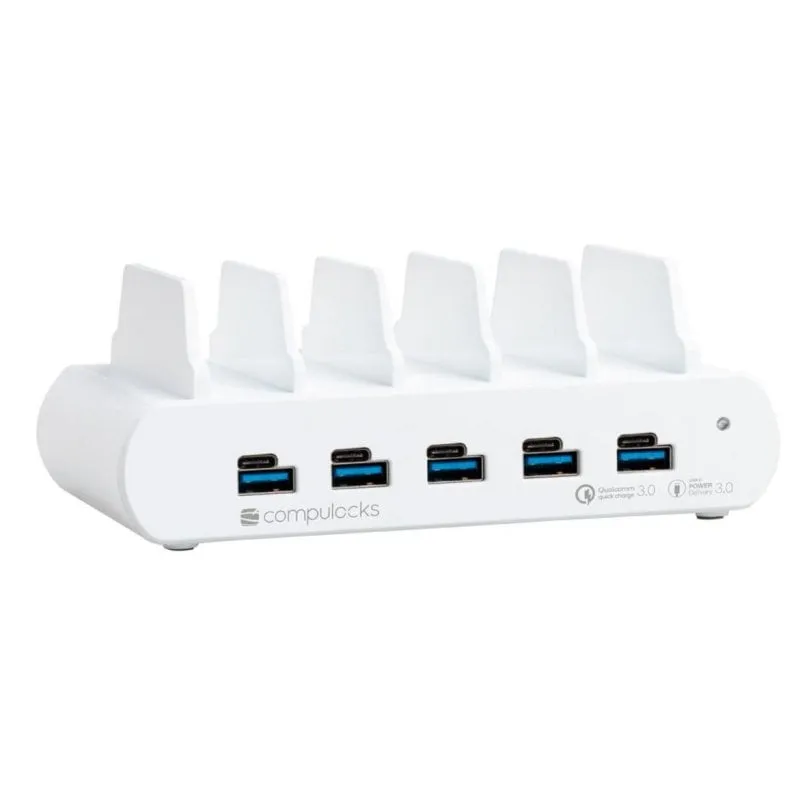 Stazione di Ricarica USB 5 Porte Compulocks Interna Bianca - immagine 1