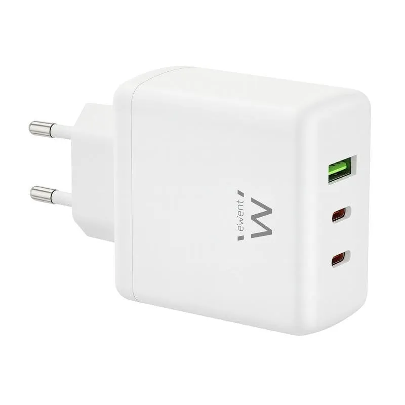 Caricatore Ewent EW1333 65W 3 Porte USB-C e USB-A GaN Fast - immagine 1