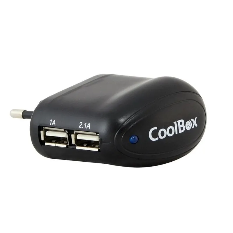 Caricatore a muro CoolBox UX-2 2 porte USB 2500mA Nero - immagine 1