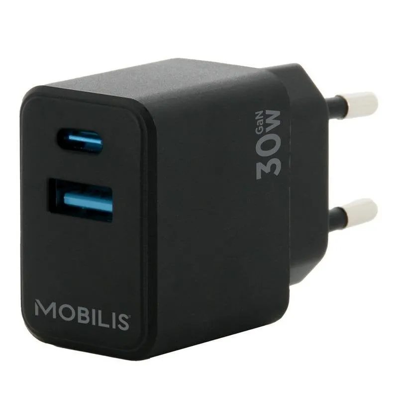 Caricatore per Auto Mobilis 30W USB-A e USB-C Nero - immagine 1