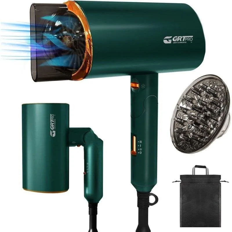 Phon Ionico Pieghevole da Viaggio Dam Electronics 2200W 2 Temperature 2 Velocità Diffusore Verde - immagine 1