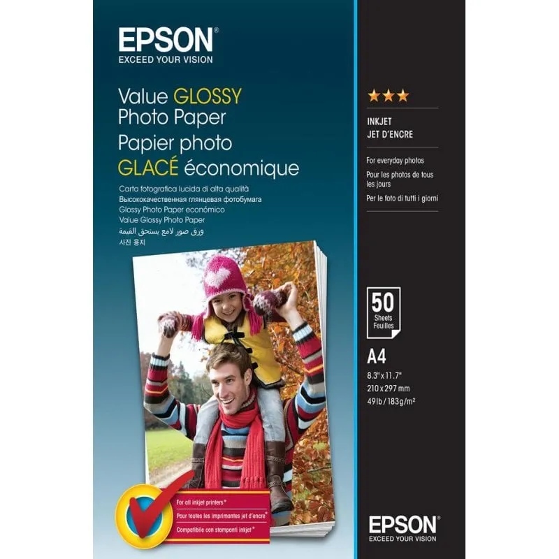 Carta Fotografica Epson Value Glossy A4 50 Fogli Lucida 183 g/m² - immagine 1