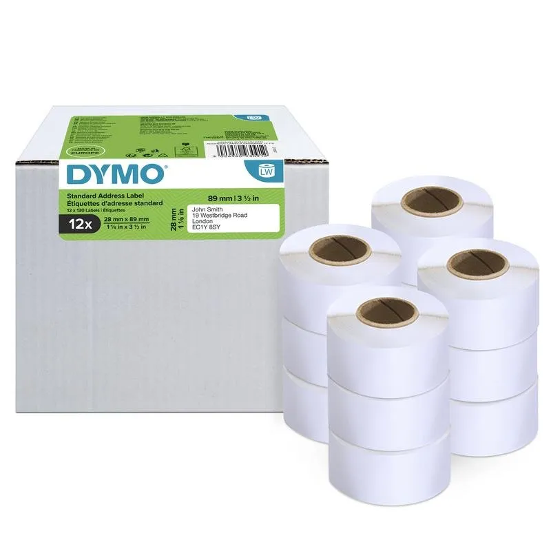 Etichette DYMO LabelWriter 28 x 89 mm 12 rotoli 1560 unità autoadesive - immagine 1