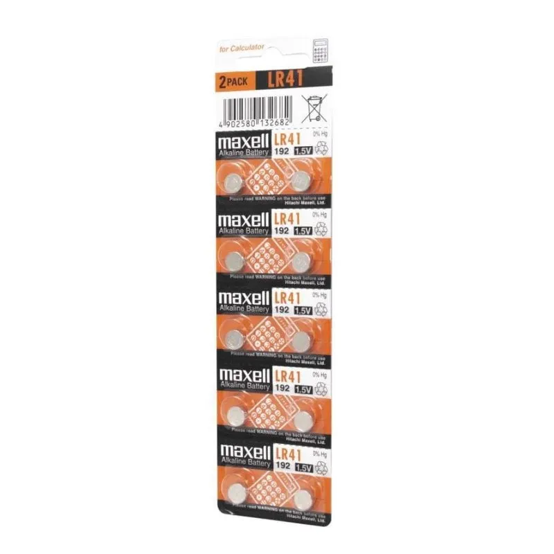 Pile a Bottone LR41 1.5V Maxell Pack da 10 Unità - immagine 1