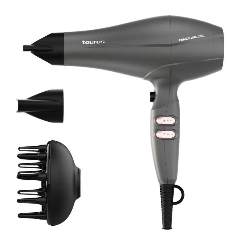 Phon Ionico Professionale Taurus FASHION 2600 IONIC 2600W 6 Temperature 6 Velocità con Accessori Grigio - immagine 1