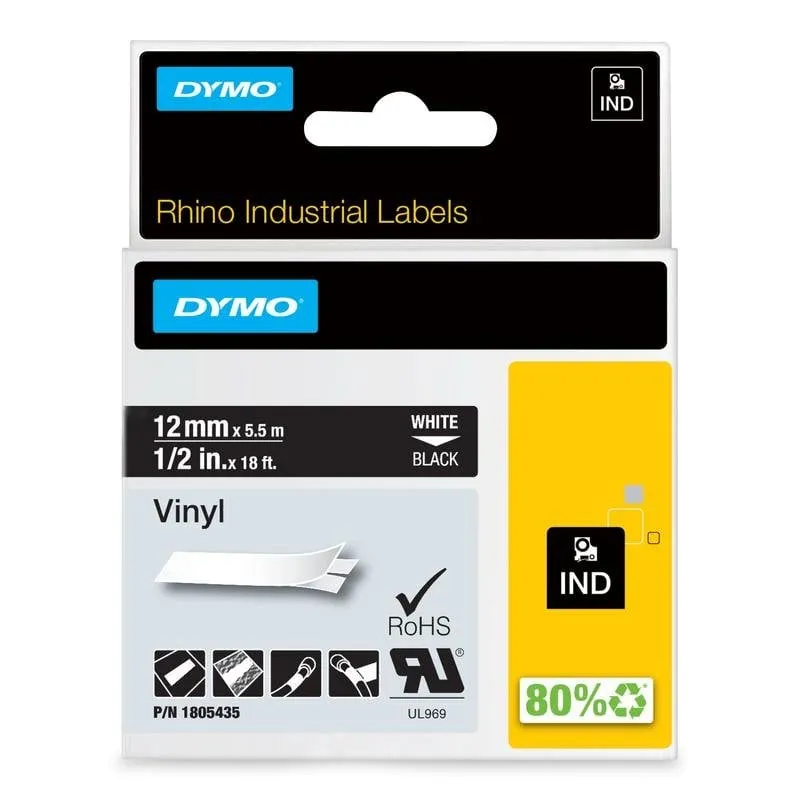 Nastro per Etichettatrice DYMO Rhino Vinile 12 mm x 5,5 m - immagine 1