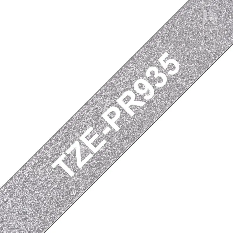 Nastro Laminato Premium Brother TZE-PR935 12mm Bianco su Argento - immagine 1