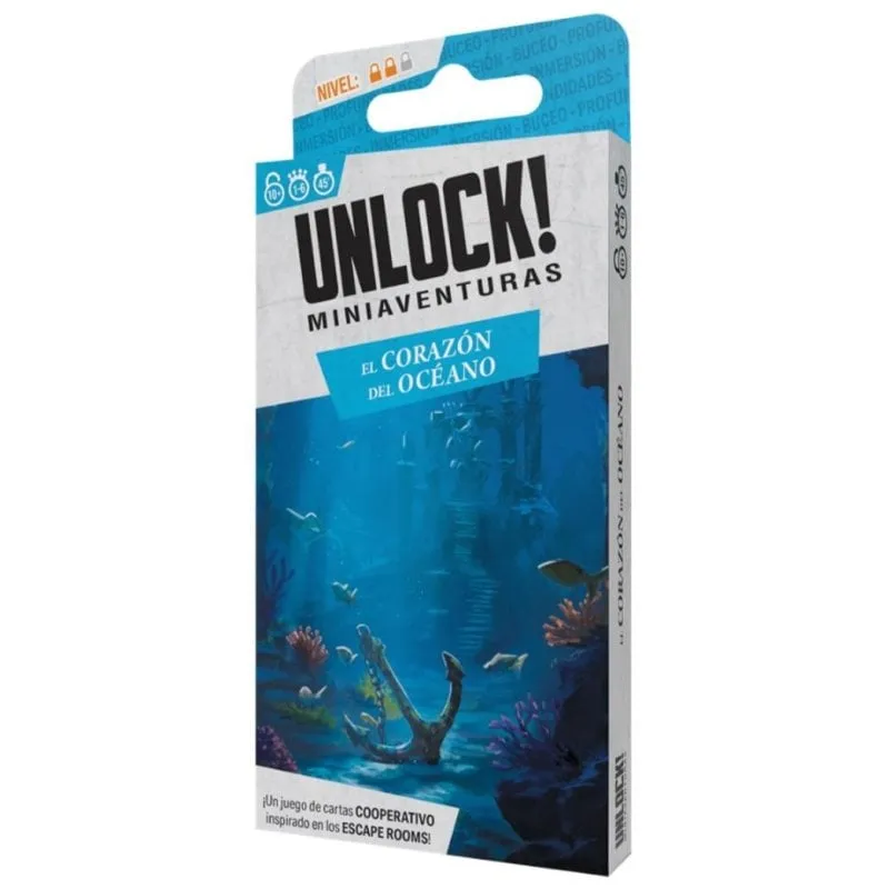 Gioco da tavolo Unlock! Mini Il Cuore dell'Oceano Asmodee 30 carte 30-45 min - immagine 1