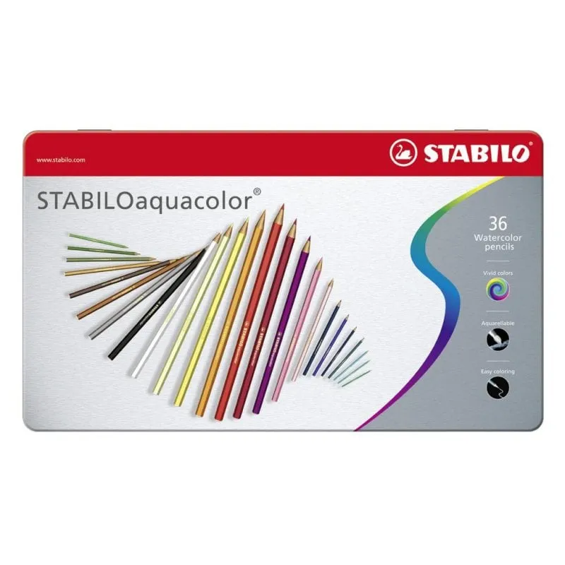 Matite colori STABILO Aquacolor multicolore astuccio metallico 36 pezzi - immagine 1