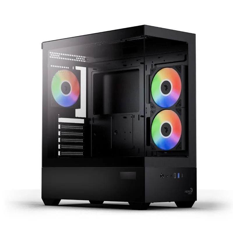 Case PC Aerocool P500D Digi-G-BK-v1 Midi Tower Nero Vetro Temperato RGB - immagine 1