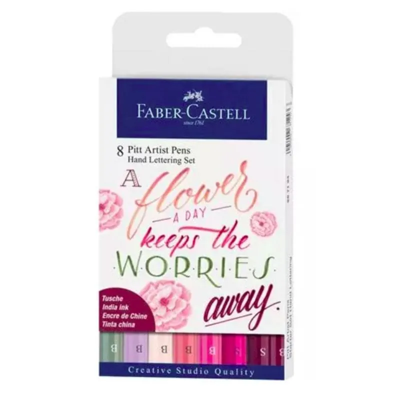 Estuche de 8 Bolígrafos Pitt Artist Pen Hand Lettering Faber-Castell Tonos Rosas - immagine 1