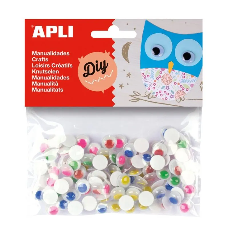 Kit artigianale per bambini APLI Occhi mobili adesivi 100 pezzi - immagine 1
