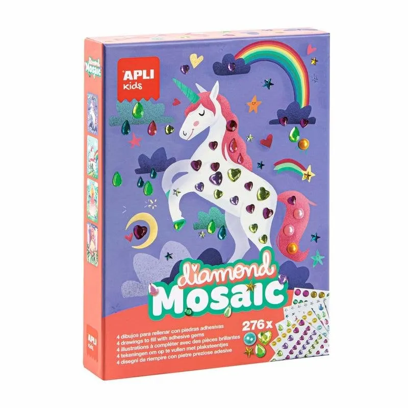 Gioco di Mosaico APLI Kids 17927 Multicolore 4 Lamine 276 Diamanti - immagine 1