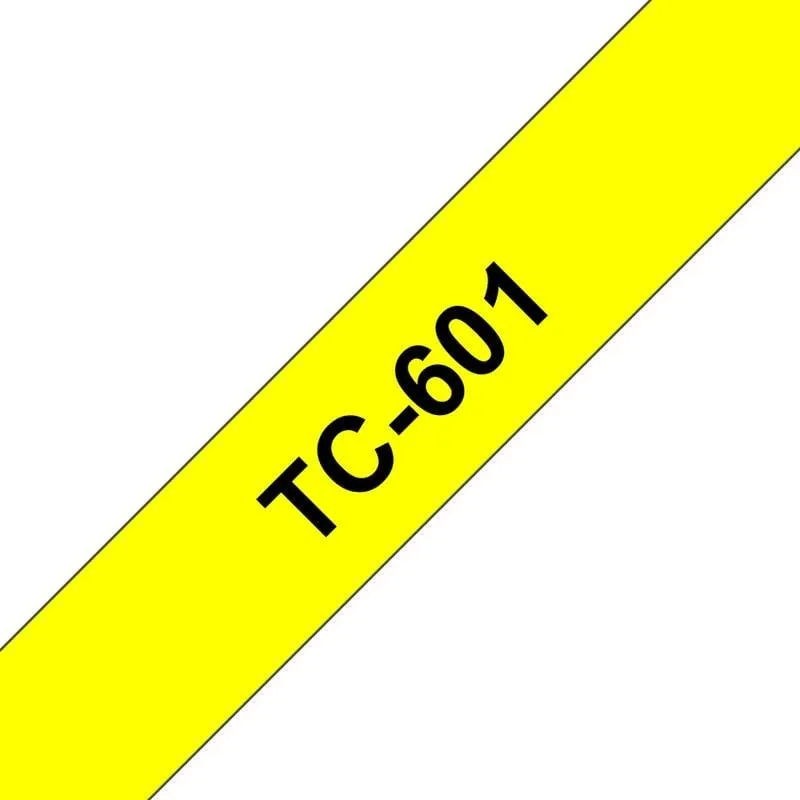 Nastro per etichette Brother TC-601 12 mm nero su giallo laminato - immagine 1