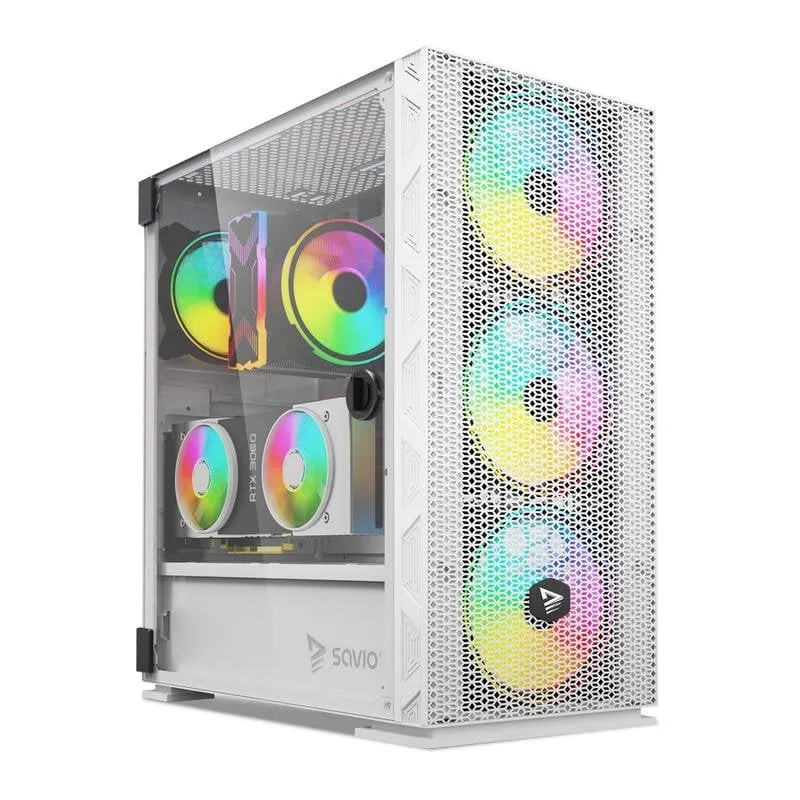 Case PC Savio Raptor X1 ARGB Vetro Temperato Bianco Midi Tower - immagine 1