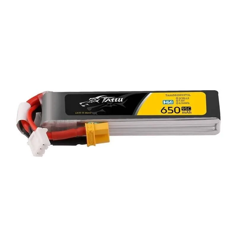 Batteria Lipo Tattu 2S 650mAh 95C 7.6V HV XT30 Long-Pack - immagine 1