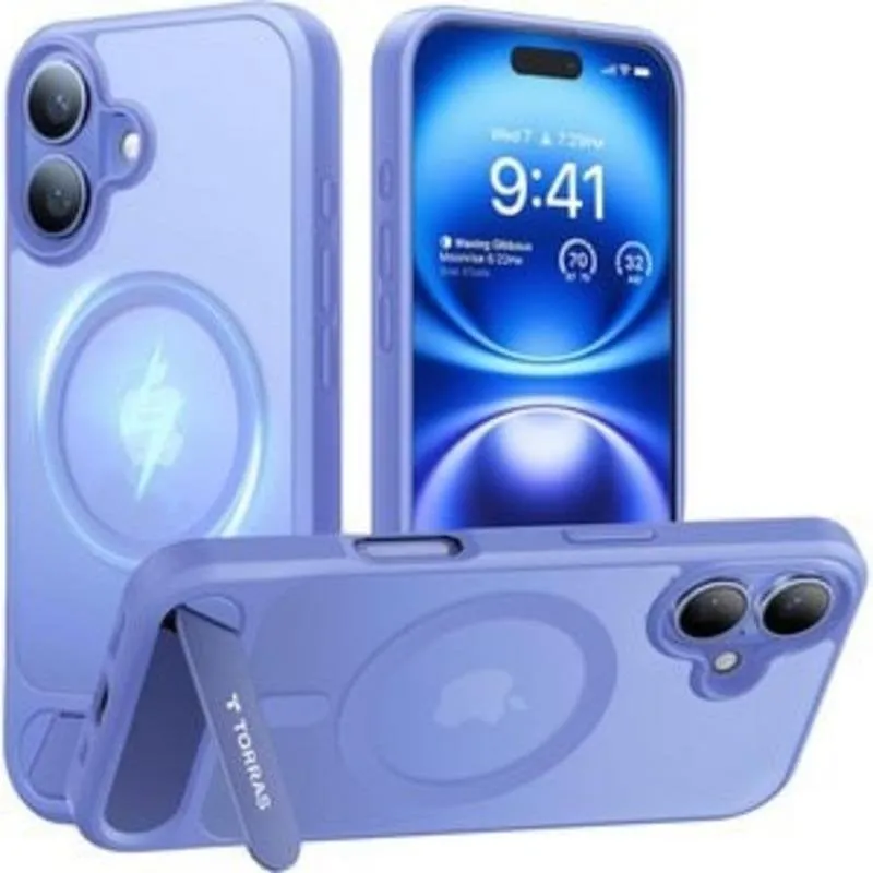 Funda para móvil Torras Pstand Series rigida magnetica blu per iPhone 16 - immagine 1