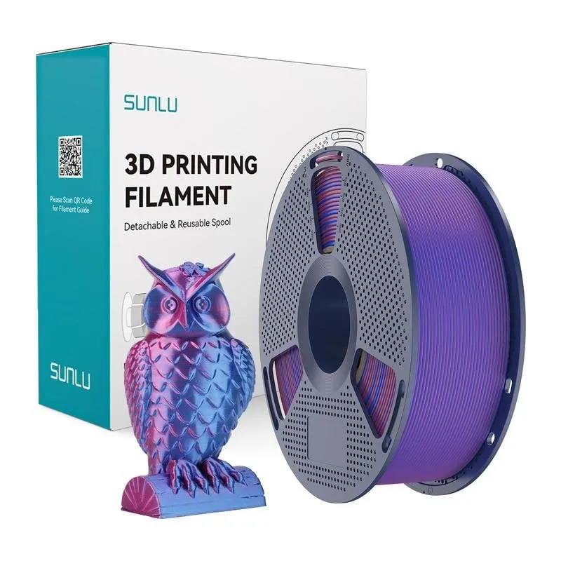 Filamento PLA+ Silk Sunlu PLA+ Silk DC R Blu 1,75 mm Multicolore Setoso - immagine 1
