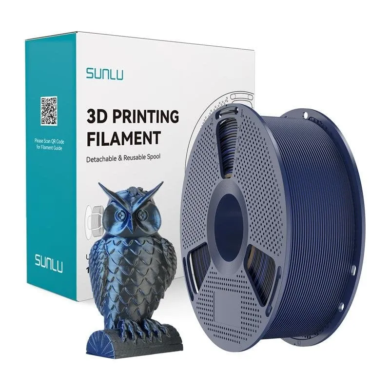 Filamento PLA+ Silk Sunlu PLA+ Silk DC B Blu Nero Blu 1,75 mm Bicolore - immagine 1