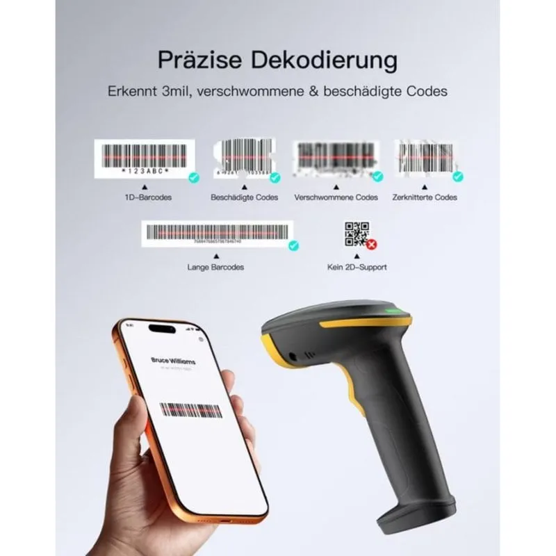 Scanner codici a barre Inateck N6043 Bluetooth USB 100 m 2600 mAh - immagine 1