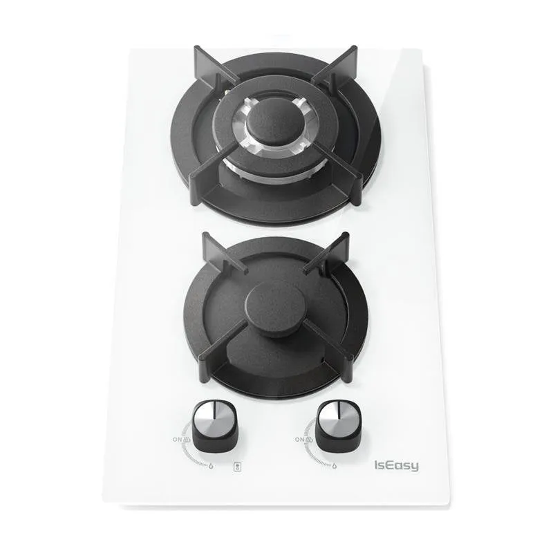 Piastra a gas IsEasy MGBG-312A 2 fuochi vetro bianco - immagine 1