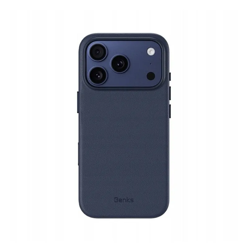Funda per smartphone Benks Effetto Pelle Blu MagSafe per iPhone 17 Pro - immagine 1
