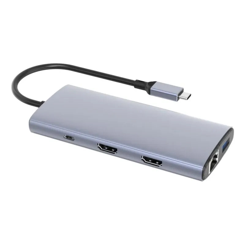 Hub DLH 8 porte 10 Gbps USB-C DY-SA5375 Doppio HDMI 4K 60Hz Ethernet Gigabit - immagine 1