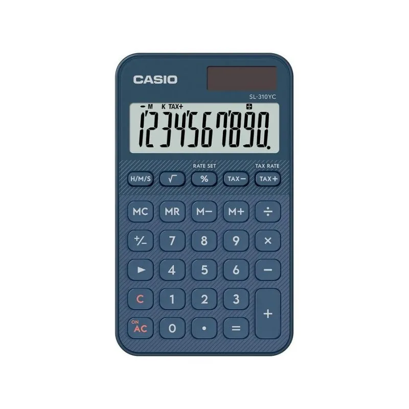 Calcolatrice tascabile Casio SL-310YC 10 cifre solare/batteria blu marino - immagine 1