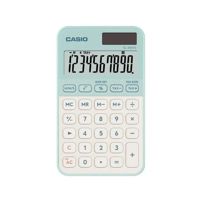 Calcolatrice tascabile Casio SL-310YC 10 cifre Solare/Batteria Verde Chiaro - immagine 1
