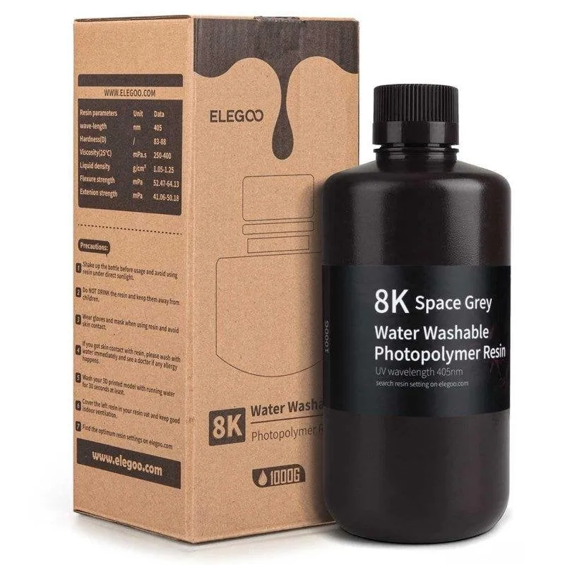 Resina per Stampante 3D Elegoo 8K Water Washable 1000g Space Grey - immagine 1