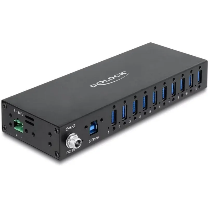 Hub Delock 10 porte 5 Gbps modello 60792 montaggio industriale - immagine 1