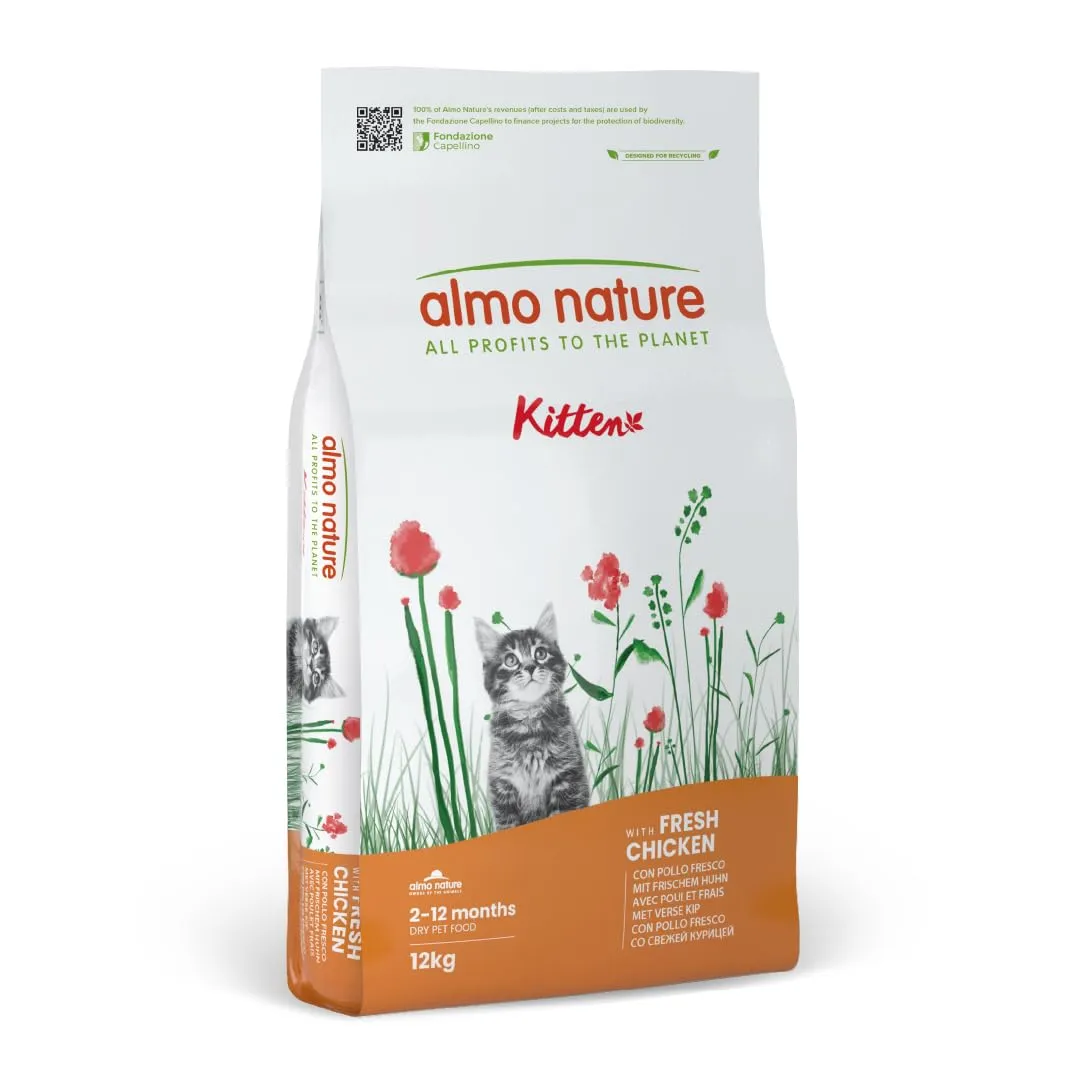 Almo Nature Kitten - Crocchette per Gattini con Pollo Fresco - Alimento Completo per una Crescita Equilibrata, Adatto in Gravidanza e Allattamento - 12 kg - immagine 1