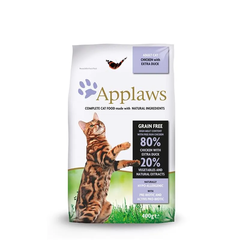 Applaws Alimento Secco Naturale Completamente Grain Free Pollo con Extra di Anatra per Gatti Adulti, Sacchetto Richiudibile da 400g - immagine 3