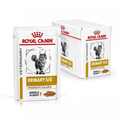 Royal Canin Veterinary Urinary s/o Moderate Calorie | Confezione da 4 | 4 x 12 x 85 g | Alimento dietetico completo per gatti | Per sciogliere i calcoli di struvite | Basso valore RSS - immagine 2