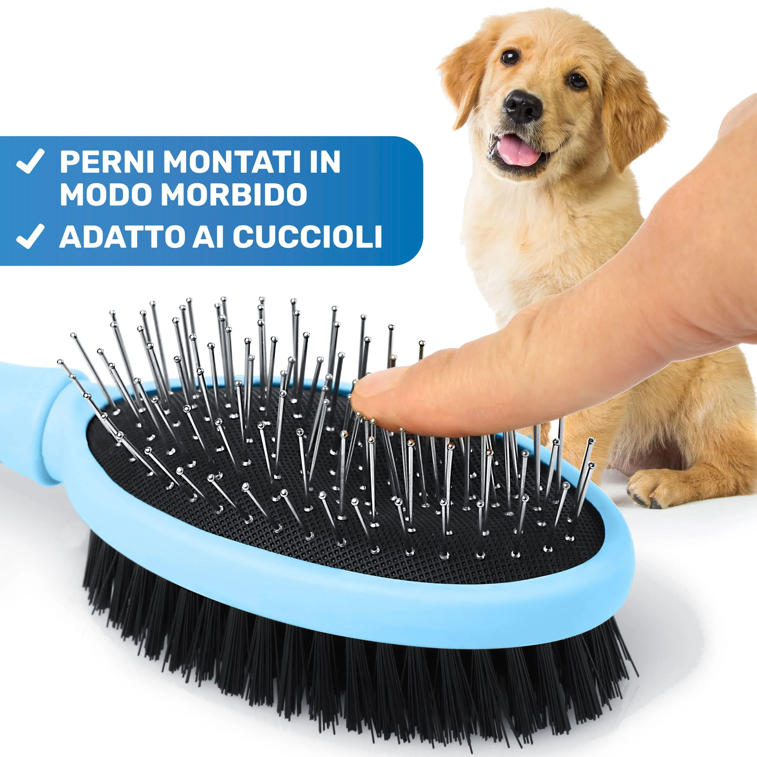 BluePet 2in1 Spazzola per Cani Pelo Lungo e Corto, Pettine Cuccioli e Gatti - immagine 6