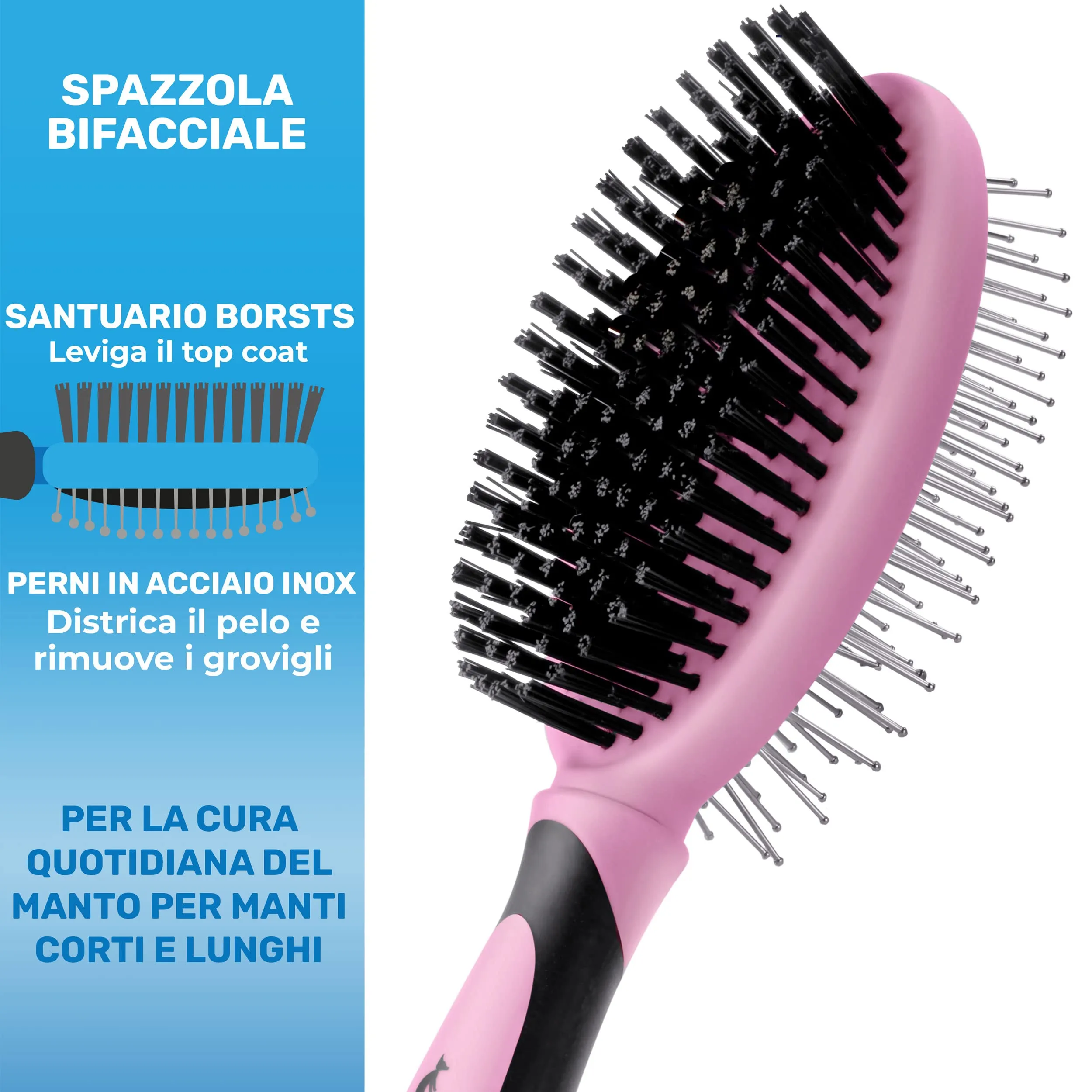 BluePet 2in1 Spazzola per Cani Pelo Lungo e Corto, Pettine Cuccioli e Gatti - immagine 4