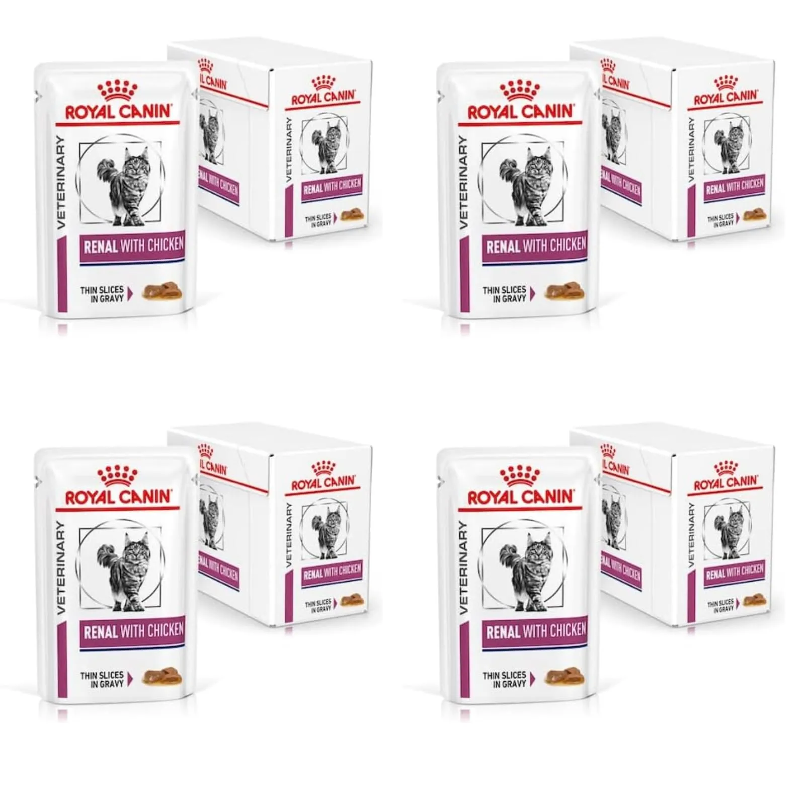 Royal Canin Veterinary Renal Pollo | Confezione da 4 | 4 x 12 x 85 g | Alimento dietetico completo per gatti adulti con problemi renali - immagine 1
