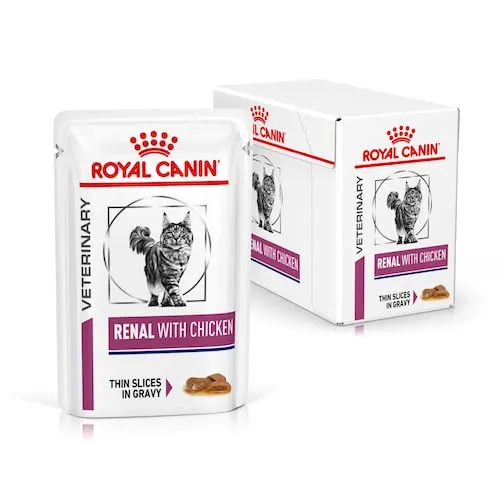 Royal Canin Veterinary Renal Pollo | Confezione da 4 | 4 x 12 x 85 g | Alimento dietetico completo per gatti adulti con problemi renali - immagine 2