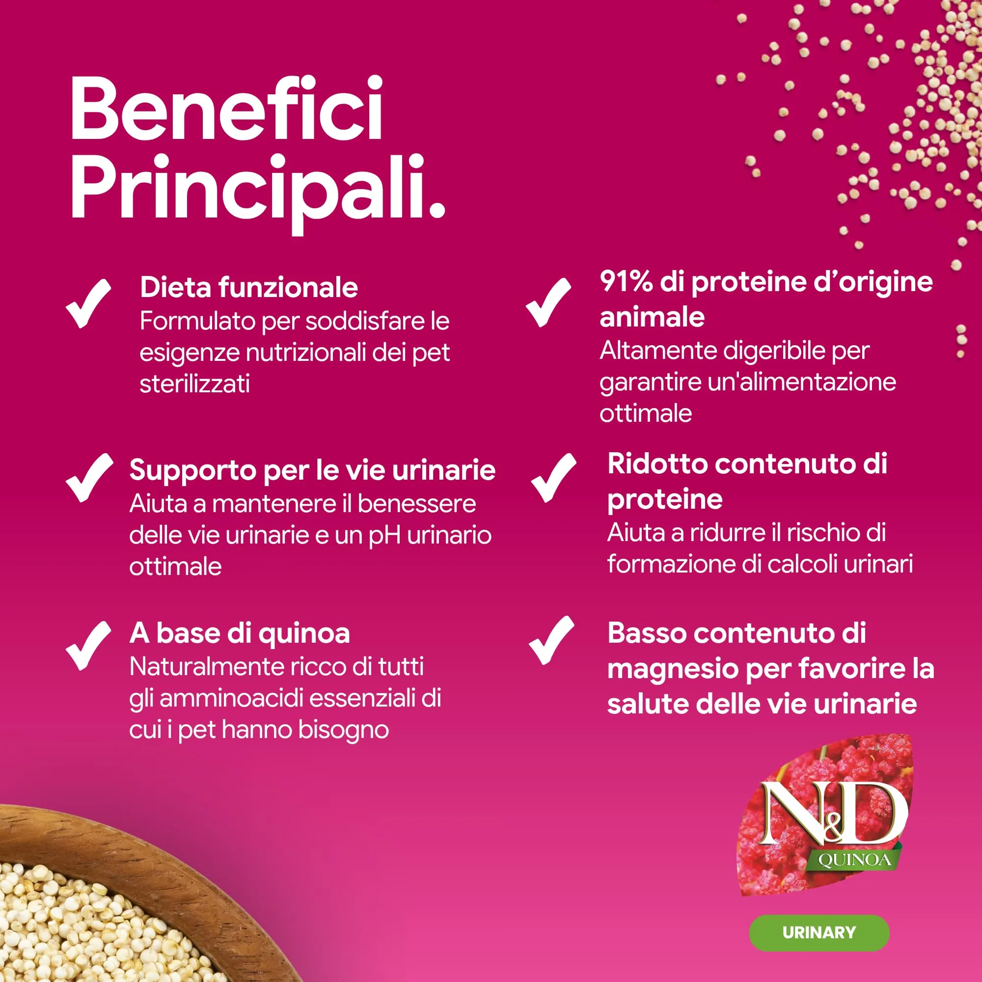 Farmina, N&D Quinoa Urinary, Anatra, Mirtilli & Camomilla, Gatto Adult, 5kg - immagine 4