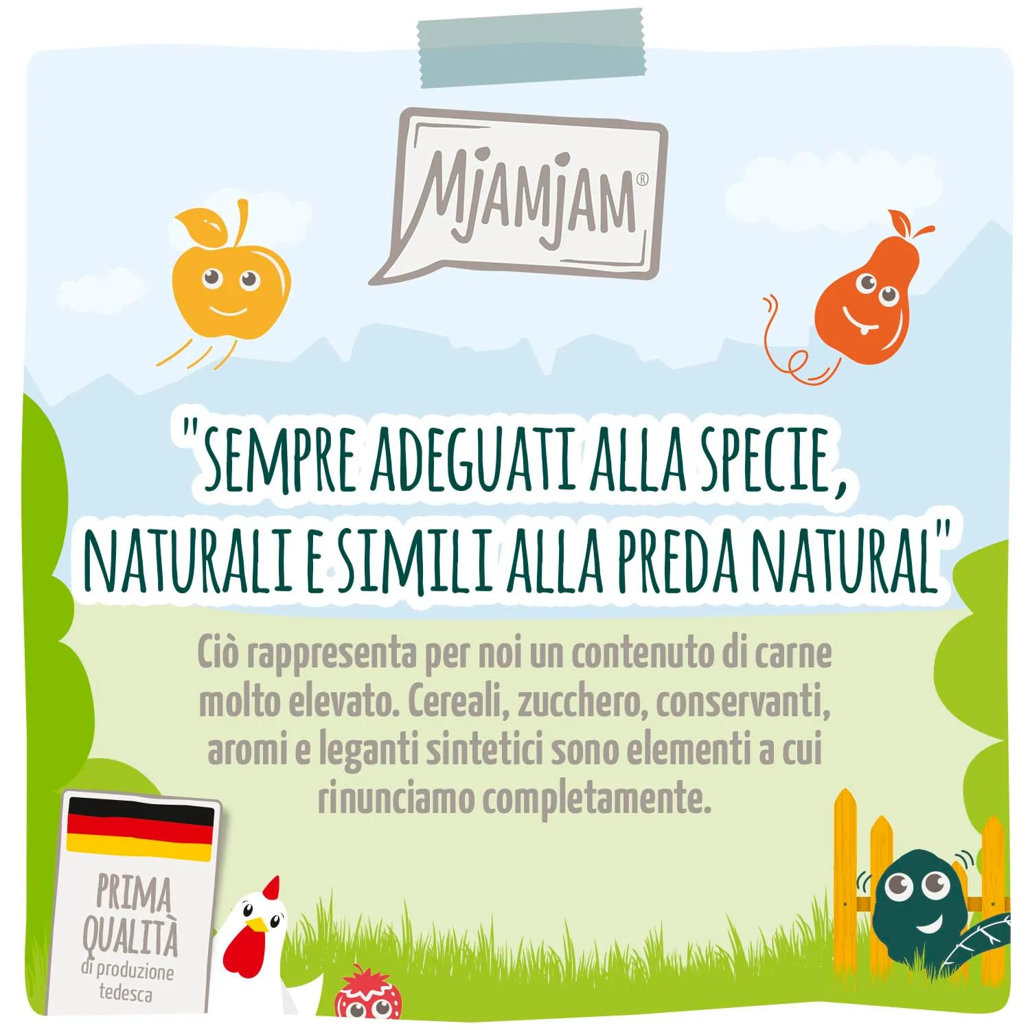 MjAMjAM - Cibo umido premium per gatti - Chicks & Friends Box, confezione da 6 (6 x 400 g), senza cereali con carne extra - immagine 3