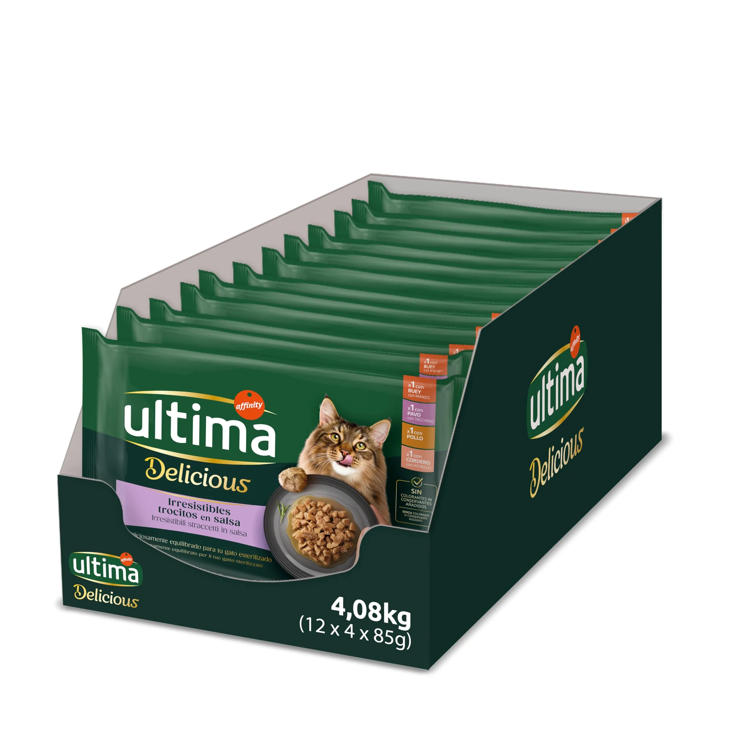 Ultima Cibo Umido Per Gatti Con Varietà Di Carni - 4 X 85Gr X 12 (4,08 Kg) - 4080 g - immagine 1