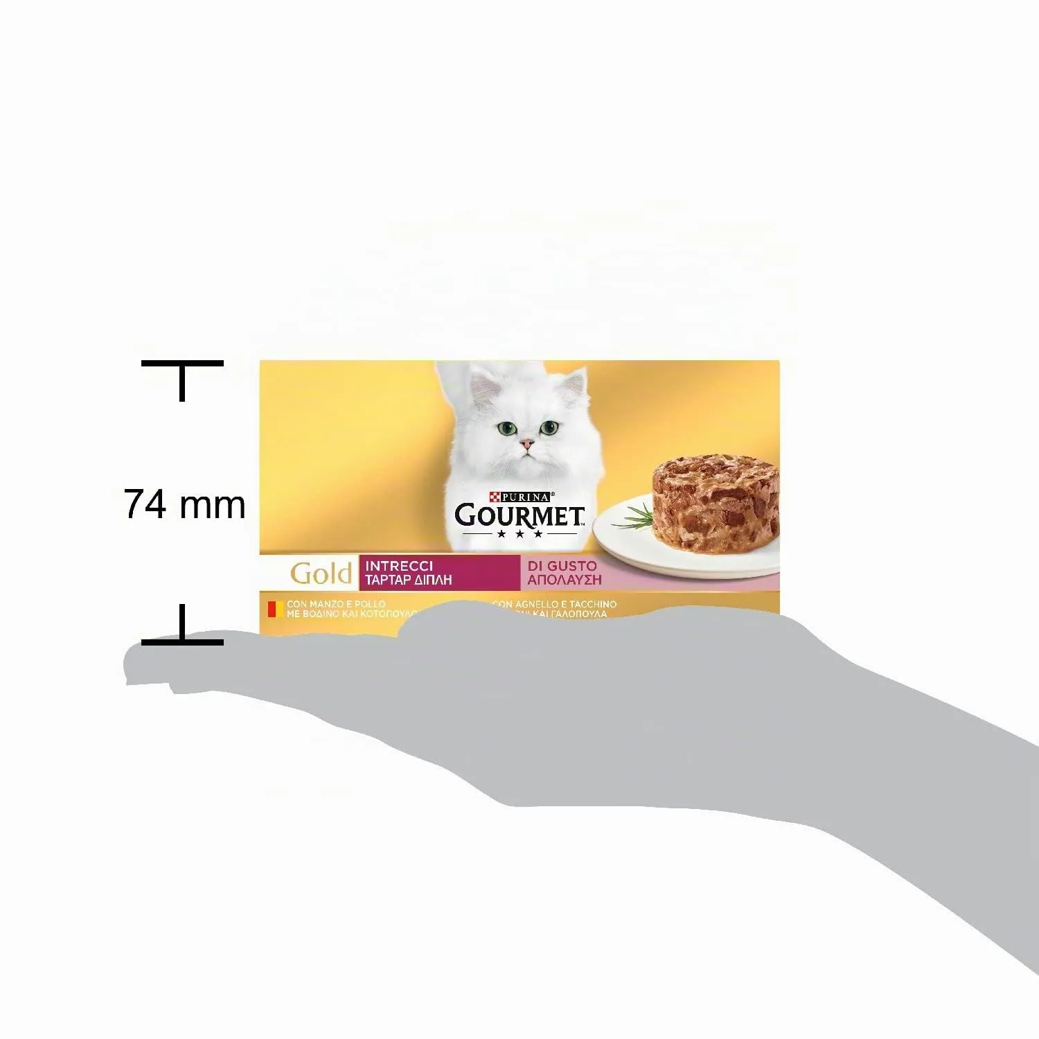 GOURMET Gold Intrecci di gusto Cibo Umido per Gatti Adulti Tortino con Pollo, Manzo, Tacchino e Agnello 48 Lattine da 85g - immagine 4