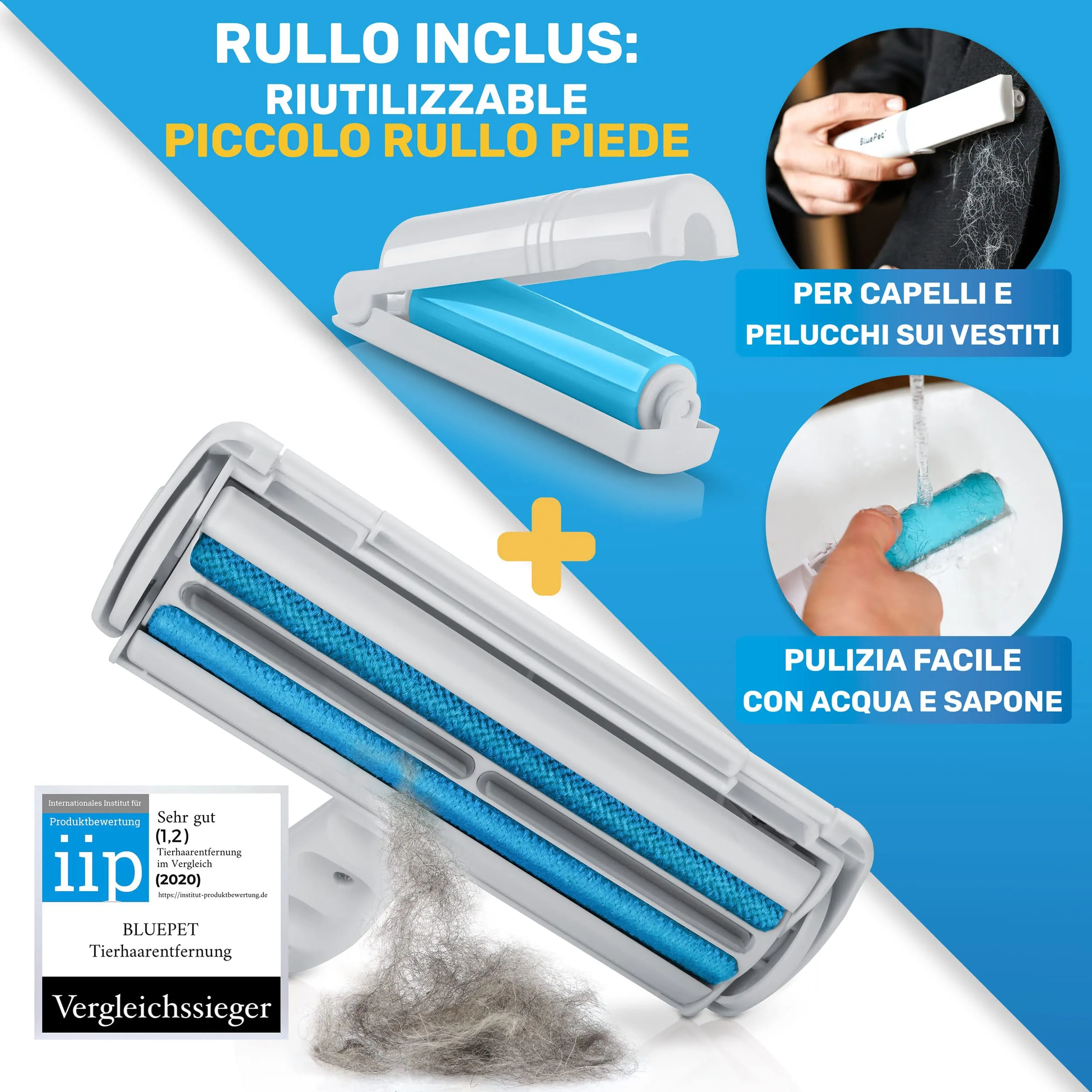 BluePet Spazzola Rimuovi Peli Animali, Riutilizzabile + Rullo Adesivo - immagine 6