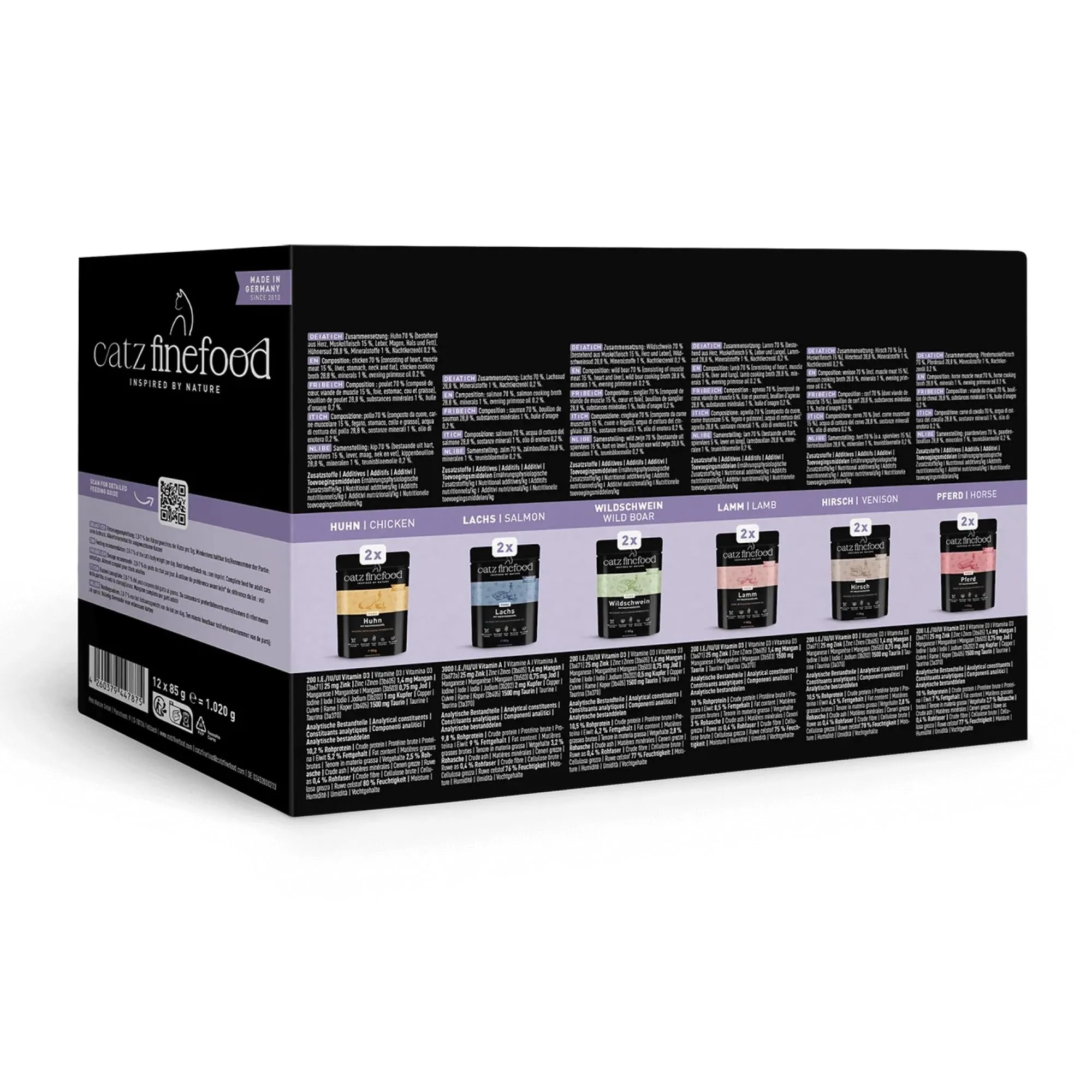 catz finefood Purrrr Collection II – Cibo monoproteico per gatti bagnato, senza cereali, senza zucchero, ipoallergenico, alto contenuto di carne, confezione multipla di cibo umido per gatti, in - immagine 2