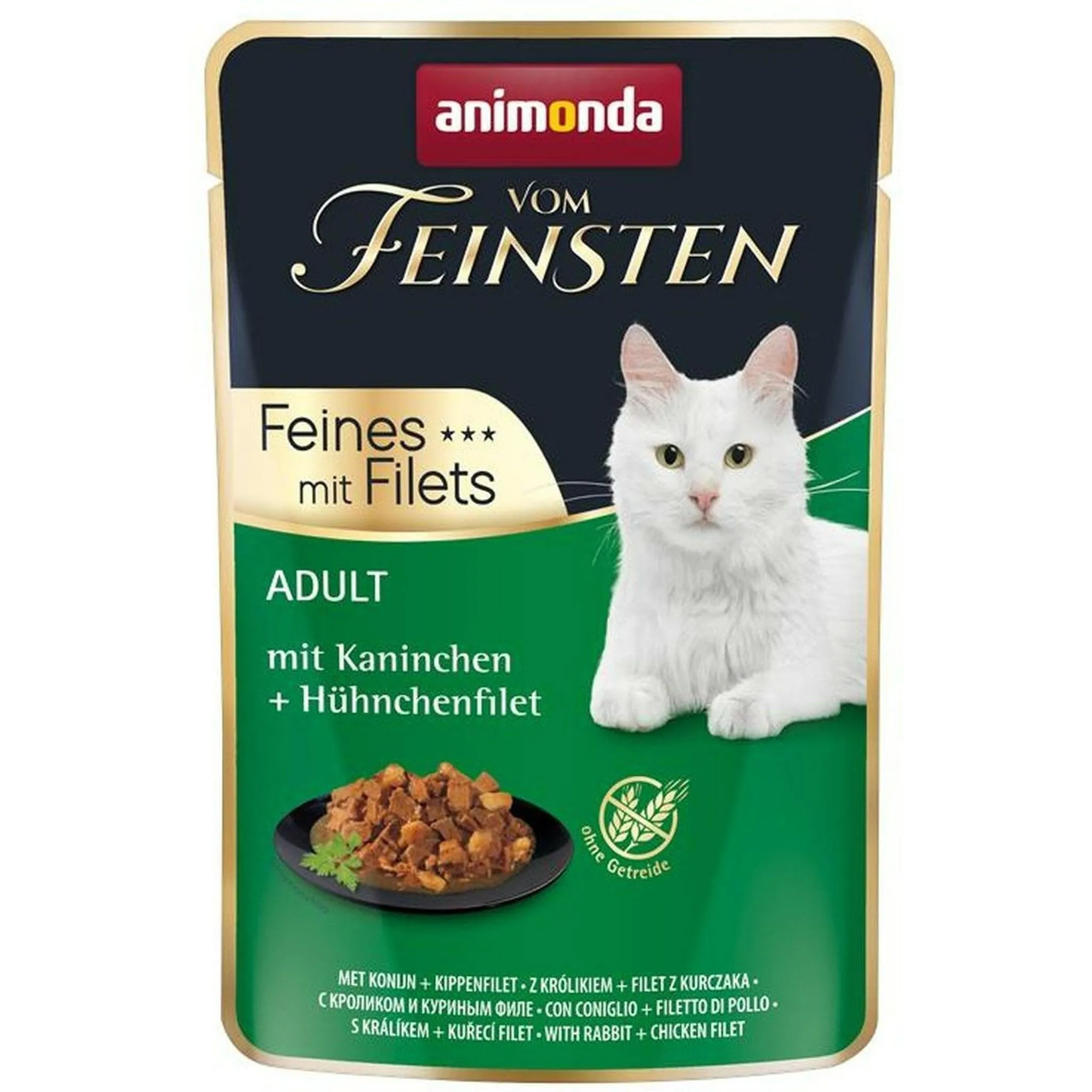 animonda, Vom Feinsten - Mangime umido per gatti adulti, teneri filetti, con coniglio + filetto di pollo, 18 x 85 g - immagine 1