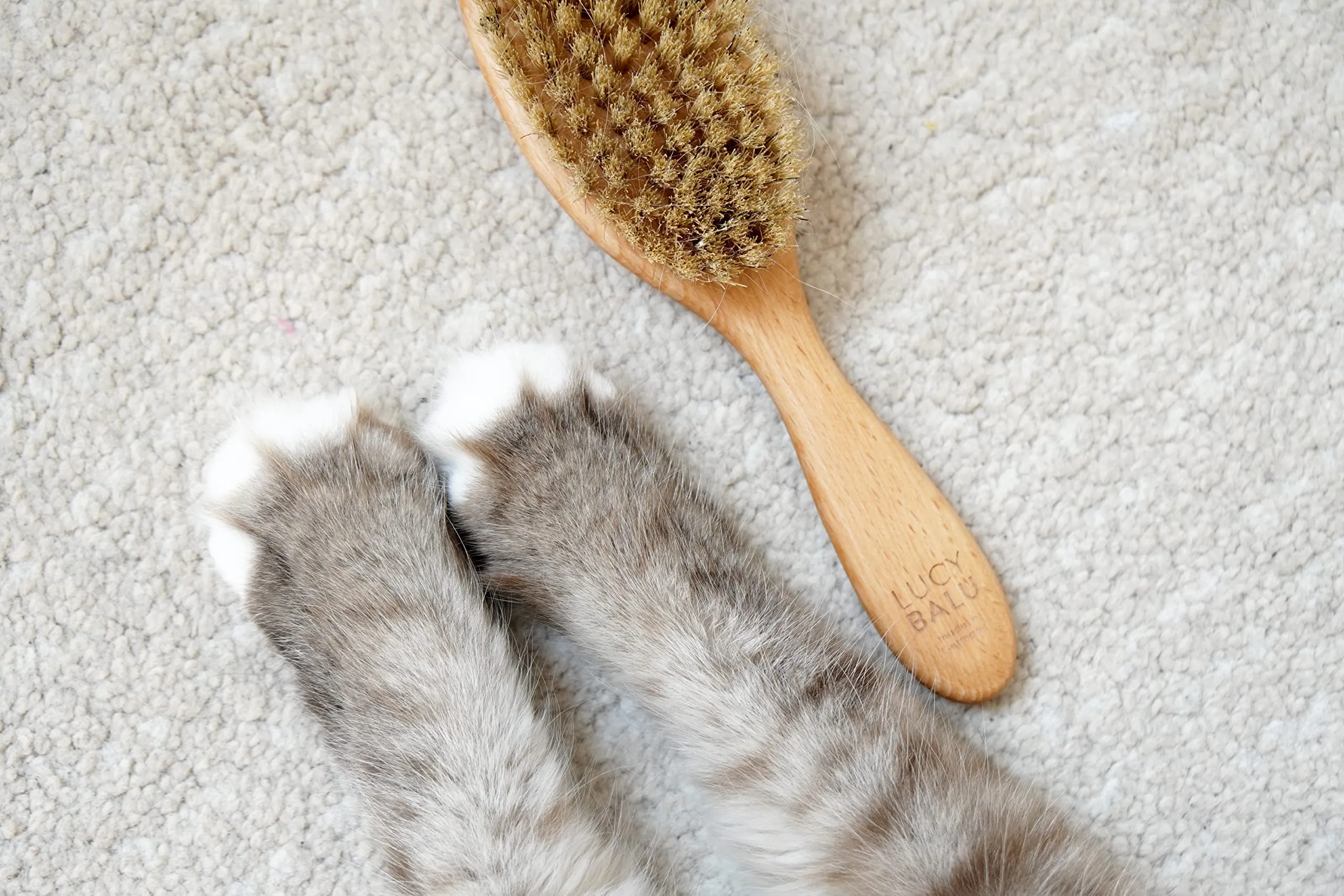 LucyBalu® Figaro Spazzola per gatti con setole naturali e legno I Naturale - immagine 7