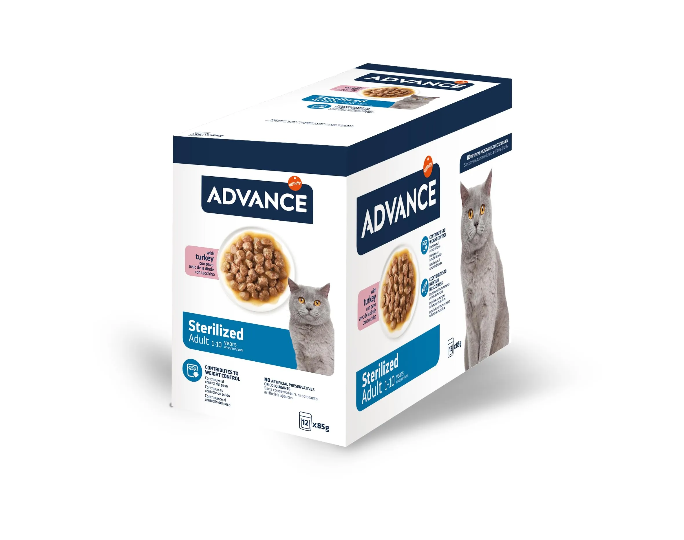 Advance Cibo Umido per Gatti Adulti Sterilizzati con Tacchino - Multipack 12 x 85g - Total 1.02kg - immagine 1