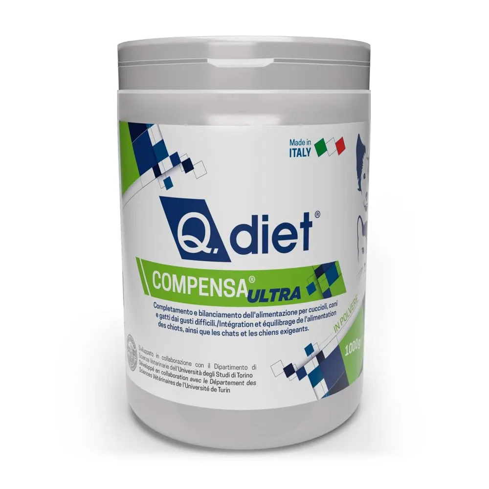 Q.Diet Compensa Ultra Cane Gatto 1kg in Polvere - Mangime Complementare per Cani e Gatti Ricco di Vitamine E Minerali Ideale A Completamento delle Diete Casalinghe - Confezione Grande da Chilo. - immagine 1